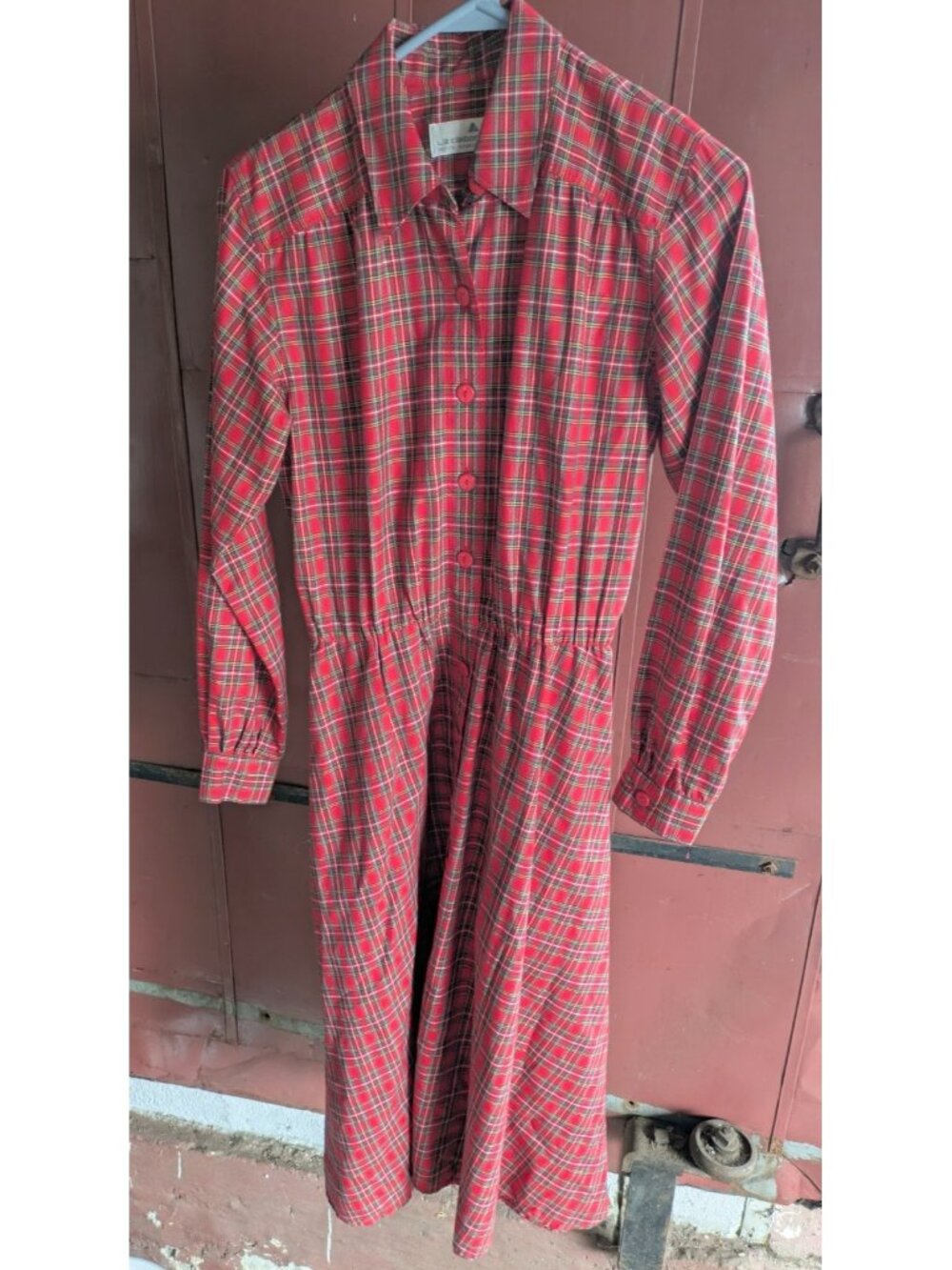 Vintage Liz Claiborne Sport Dress 90s Red Plaid Petite Size 4 4P